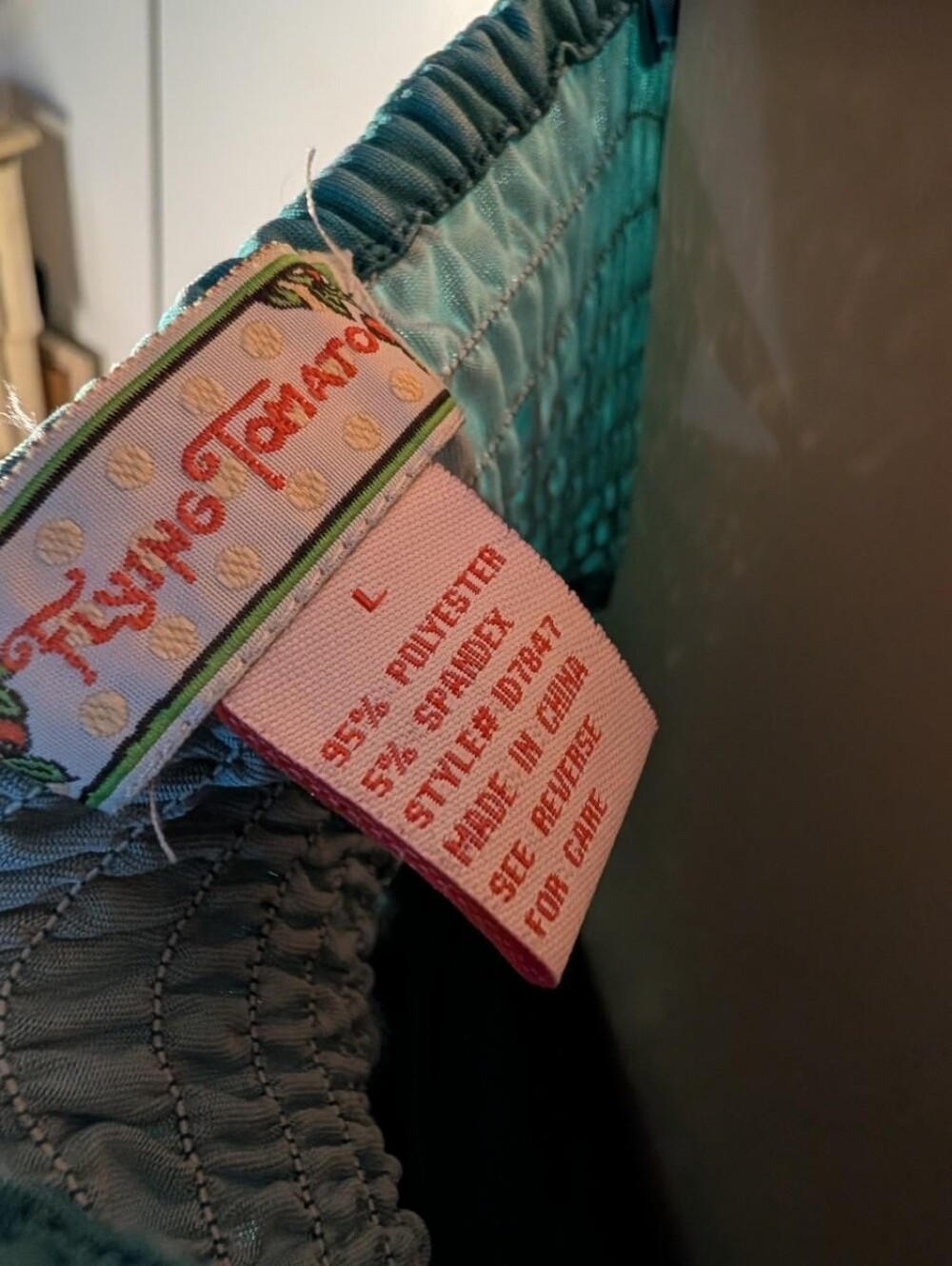 Flying Tomato Teal maxi dress with white stripes and floral design. Size L - Picture 6 of 7